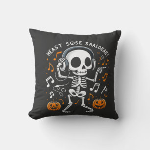 Dancing Skeleton Halloween Music Party T-Shirt Cushion