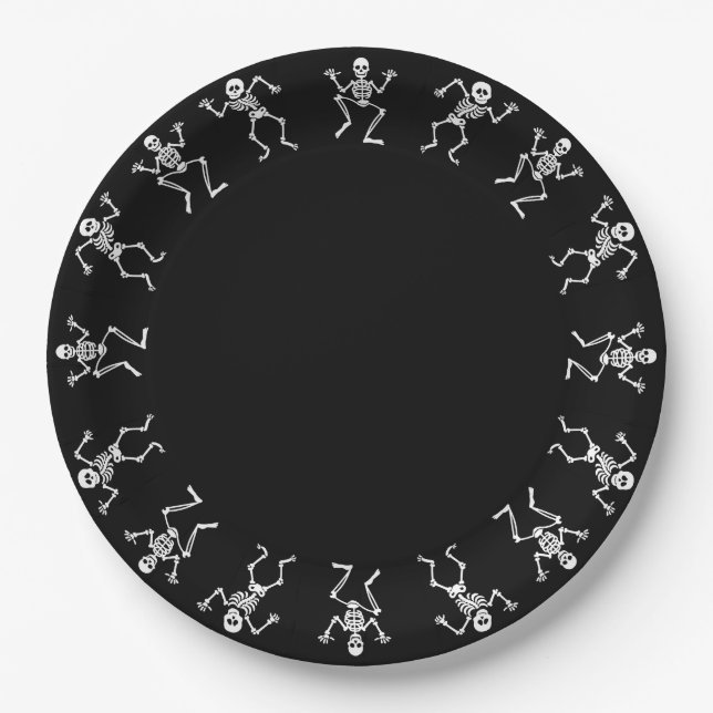 Dancing Skeleton Halloween Paper Plates (Front)