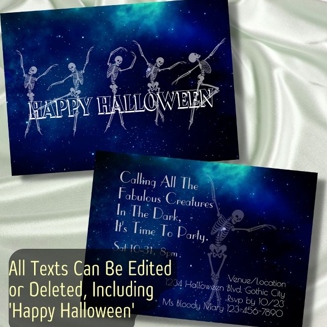 Dancing skeleton Halloween Party Dance Party cool Invitation (Creator Uploaded)