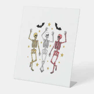 Dancing Skeleton Halloween Pedestal Sign
