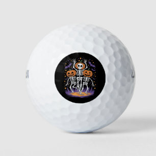Dancing Skeleton Halloween Pumpkin Golf Balls