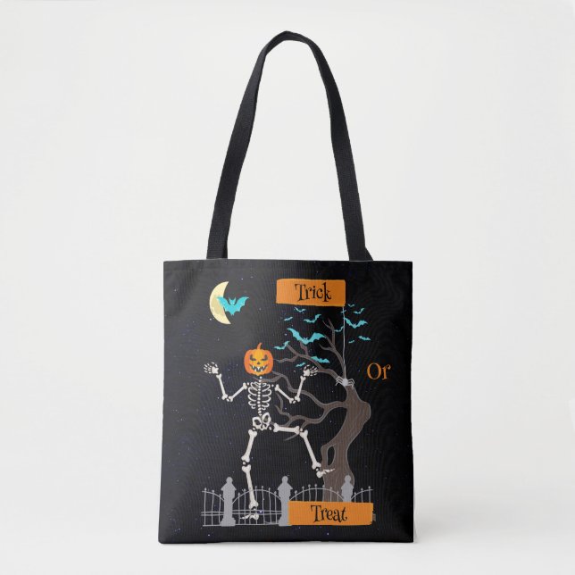 Dancing Skeleton Halloween Tote Bag (Front)