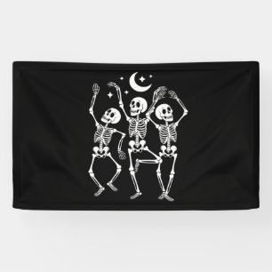 Dancing Skeleton Happy Halloween Fall Skull Banner