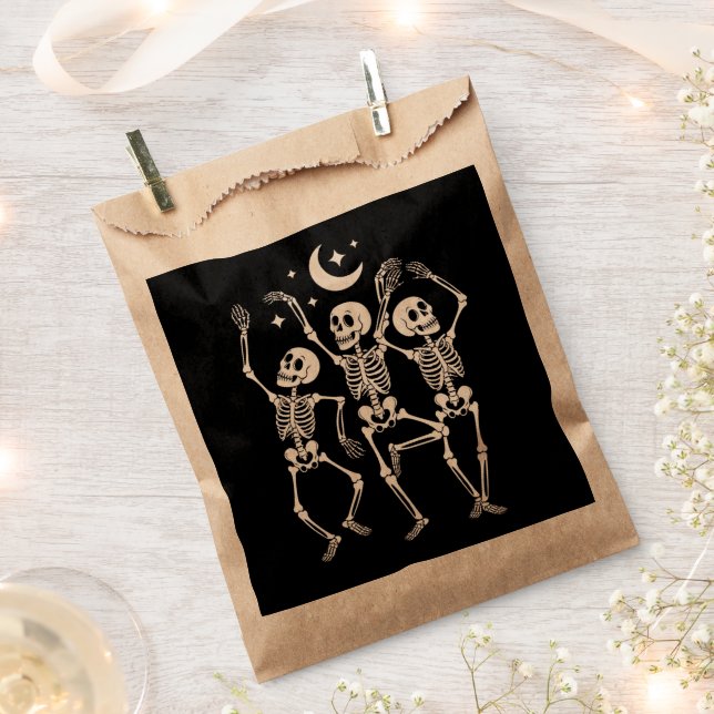 Dancing Skeleton Happy Halloween Fall Skull  Favour Bags (Clipped)
