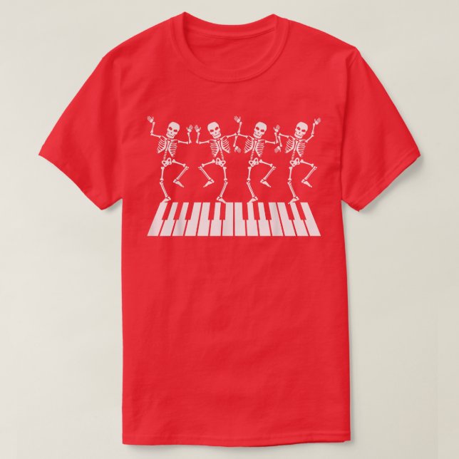 Dancing Skeleton in Piano T  T-Shirt (Design Front)