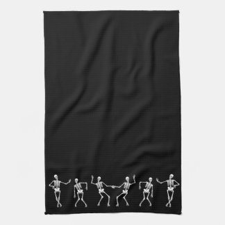 Dancing Skeleton Kitchen Towel (Black)