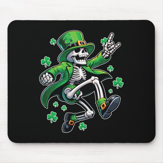 Dancing Skeleton Leprechaun St. Patrick's Day  Mouse Pad (Front)