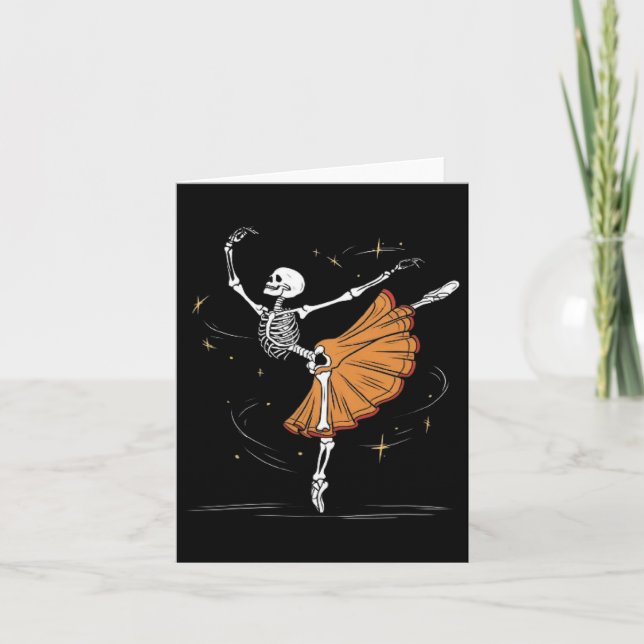 Dancing Skeleton Llerina Llet Dance Halloween  Card (Front)