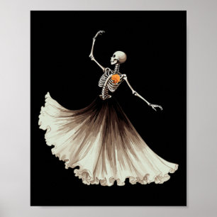 Dancing Skeleton Llerina Llet Dance Halloween Wome Poster