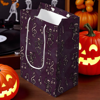Dancing Skeleton Music Notes Halloween Medium Gift Bag