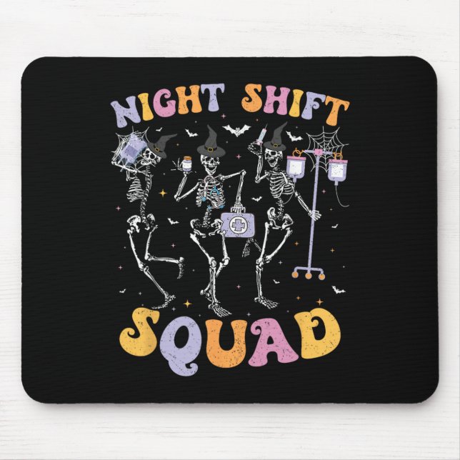 Dancing Skeleton Nurse Night Squad Shift Halloween Mouse Pad (Front)