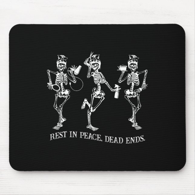 Dancing Skeleton Peace Dead Ends Hairstylist Hallo Mouse Pad (Front)