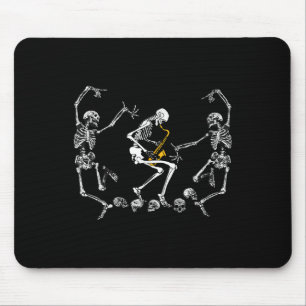Dancing Skeleton Playing Saxophone Halloween Mouse Pad