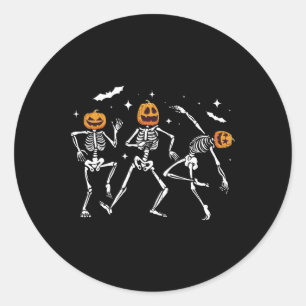 Dancing Skeleton Pumpkin Halloween Classic Round Sticker