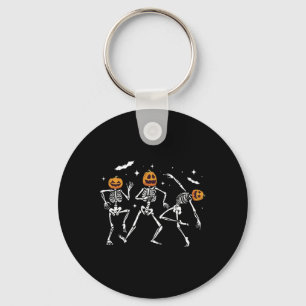 Dancing Skeleton Pumpkin Halloween Key Ring