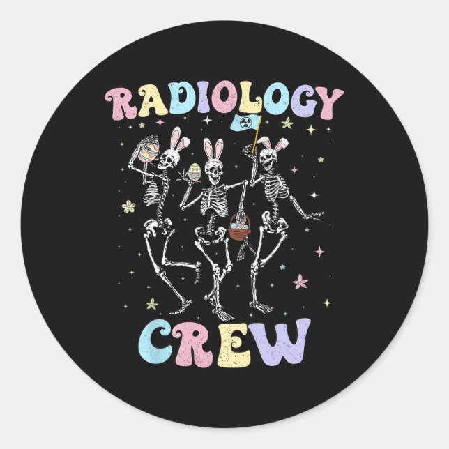Dancing Skeleton Radiology Crew Easter Day Rad Tec Classic Round Sticker (Front)