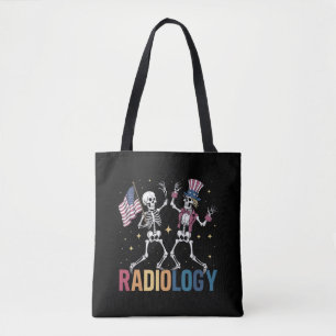 Dancing Skeleton Radiology X-ray Tech Patriotic  Tote Bag