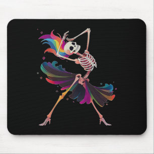 Dancing Skeleton Rainbow Llerina Halloween Mouse Pad