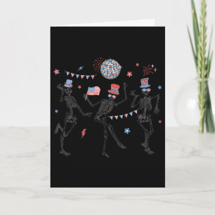 Dancing Skeleton Retro 4th Of July American Flag S Card