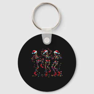 Dancing Skeleton Santa Xmas Light Christmas  Key Ring
