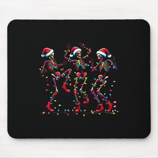 Dancing Skeleton Santa Xmas Light Christmas  Mouse Pad (Front)