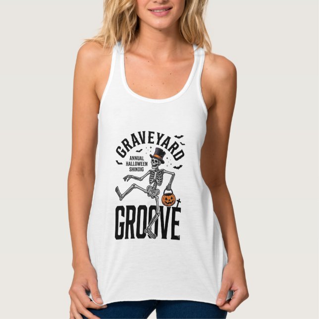 Dancing Skeleton Shirt with Pumpkin Vintage Hallow (Front)