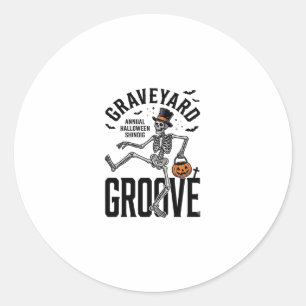 Dancing Skeleton Shirt with Pumpkin Vintage Hallow Classic Round Sticker