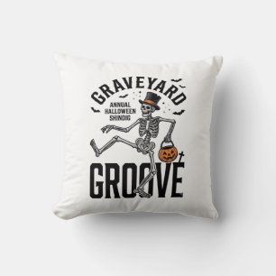Dancing Skeleton Shirt with Pumpkin Vintage Hallow Cushion