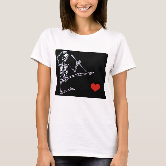 DANCING SKELETON W/ TOP HAT BELLA + CANVAS SHIRT (Front)