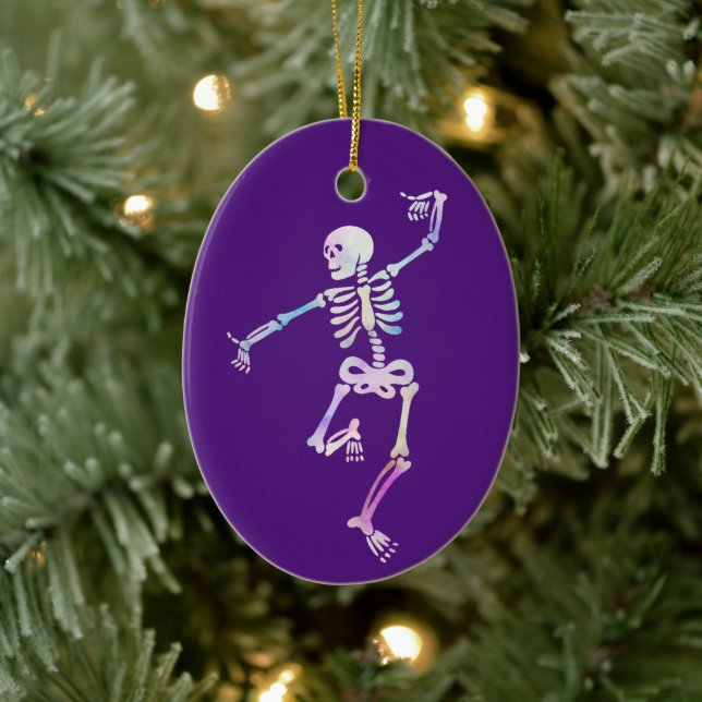 Dancing Skeleton Watercolor    Ceramic Tree Decoration (Tree)