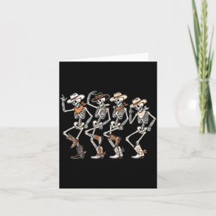 Dancing Skeleton Western Country Rodeo Halloween Card