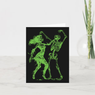 Dancing Skeleton With Female Zombie Green Card