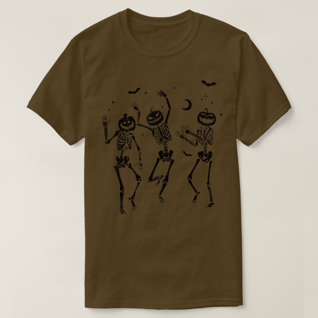 Dancing Skeleton With Pumpkin Head Halloween  T-Shirt (Design Front)