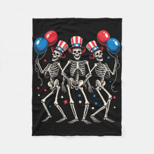 Dancing Skeletons 4th Of July Funny Independence D Fleece Blanket