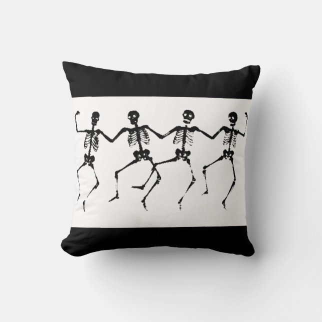 Dancing Skeletons (blacknwhite) Cushion (Front)