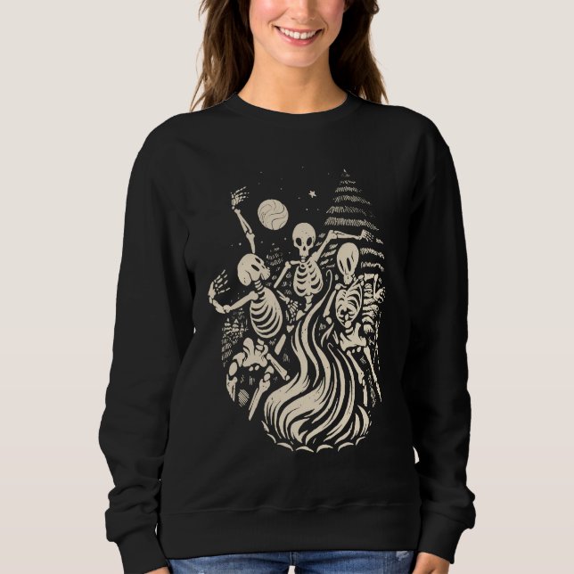 Dancing Skeletons Bones Under the Moon Wicca Wicca Sweatshirt (Front)