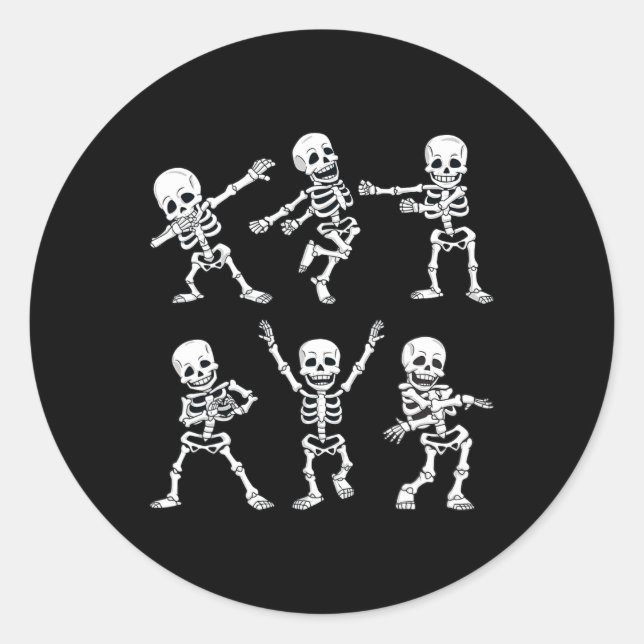 Dancing Skeletons Dance Challenge Boys Girl Kids H Classic Round Sticker (Front)