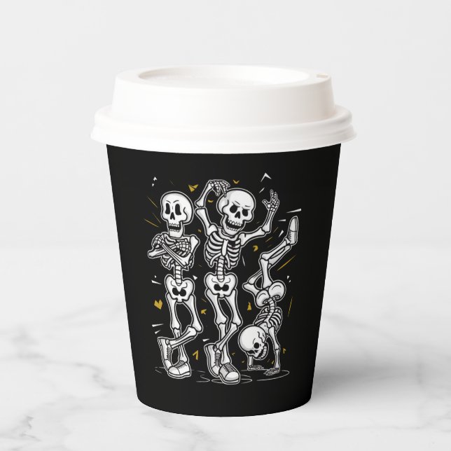 Dancing Skeletons Dance Challenge Halloween  Paper Cups (Front)
