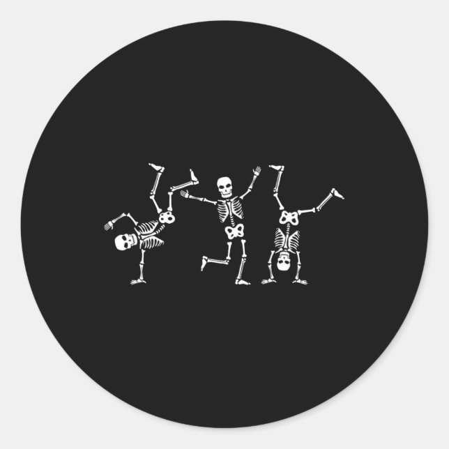 Dancing Skeletons Dance Challenge Halloween Scary  Classic Round Sticker (Front)
