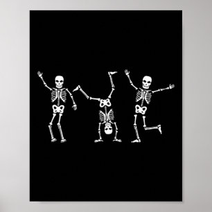 Dancing Skeletons Dance Challenge Halloween Scary Poster