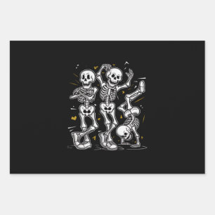 Dancing Skeletons Dance Challenge Halloween  Wrapping Paper Sheet
