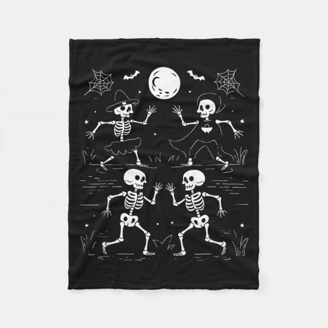 Dancing Skeletons Dance Challenge Kids Halloween Fleece Blanket (Front)