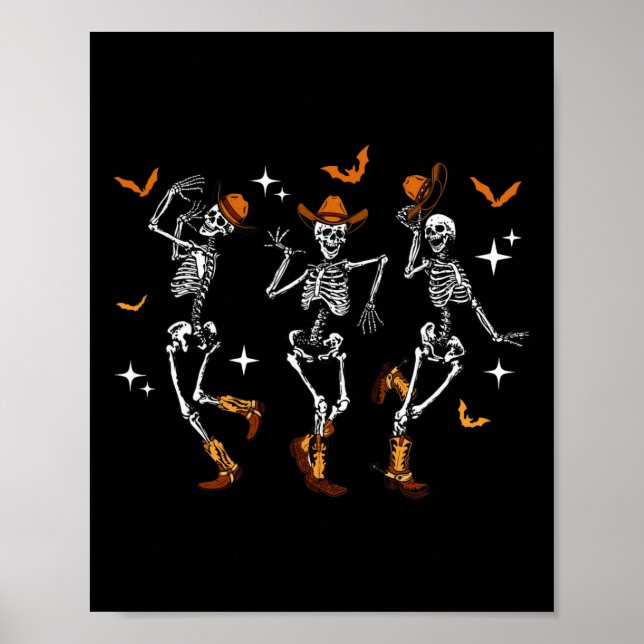 Dancing Skeletons Dance Cowboy Western Halloween C Poster (Front)