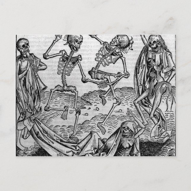Dancing skeletons, 'Dance of Death' Postcard (Front)