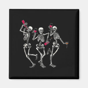 Dancing Skeletons Drinking Wine Lover Funny Hallow Magnet