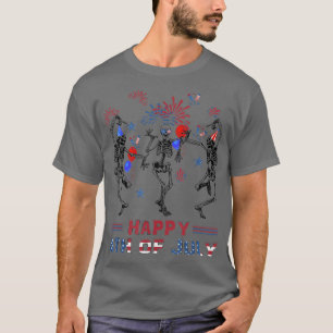 Dancing Skeletons Fireworks Happy 4th of July Patr T-Shirt