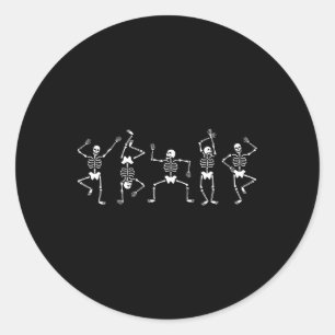 Dancing Skeletons Fun Halloween Pumpkin Spice Witc Classic Round Sticker