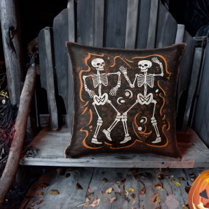 Dancing Skeletons Funny Halloween Party Cushion