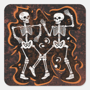 Dancing Skeletons Funny Halloween Party Square Sticker