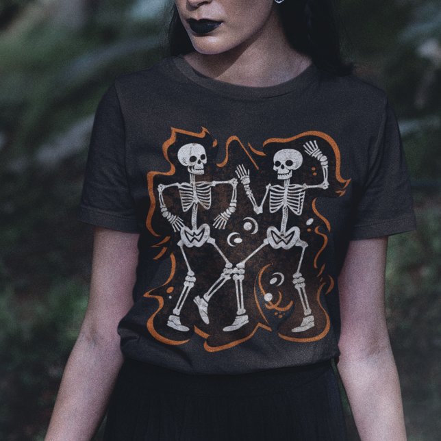 Dancing Skeletons Funny Halloween Party T-Shirt (Creator Uploaded)